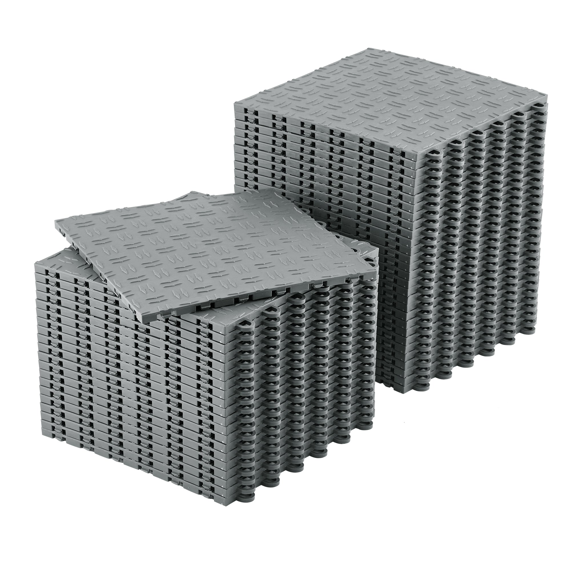 Garvee 100 Pack 12"X12" Interlocking Garage Floor Tiles,Double-Sided Non-Slip Flooring, Heavy Duty PVC Garage Flooring Tiles Covering for Basement, Workshop & Repair Shop, Gray