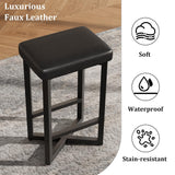 Garvee Modern Backless Bar Stools Set of 4, 24.6" Counter Height, Black PU Leather Upholstered Seat, Sturdy Metal X-Frame & Footrest, Easy Assembly, Wipe Clean, Storage: 4PC - Black