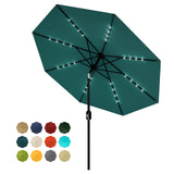 Garvee 10 FT Patio Umbrella with Solar Lights, Outdoor Table Umbrella with 8 Durable Ribs, Tilt & Crank Mechanism, Waterproof & UV Protection for Garden, Backyard, Poolside, Light Blue - Lake Blue