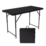 Garvee 4 ft Folding Picnic Table Easy to Fold and Store, Foldable Table for Camping Picnic Dining Party Kitchen Outdoor Indoor with Carrying Handle - Black