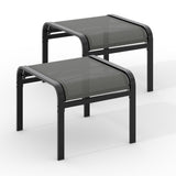 Garvee Outdoor Patio Footstools Set of 2, Aluminum Ottoman Footrests with Breathable Textilene Fabric, Weather-Resistant Outdoor Footrests for Patio, Deck, Garden & Poolside,Gray - Gray