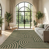Garvee 9' × 12' Abstract Easy Jute Area Rug, Washable Non-Slip Indoor Outdoor Rug for Living Room, Patio, Dining Room & Backyard, Green - Green