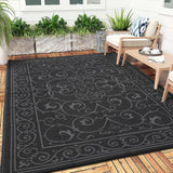 Garvee  9' x 18' Outdoor Rug Reversible Waterproof Plastic Straw Mat Lightweight Foldable with Carry Bag for Patio Camping Beach Balcony - Black