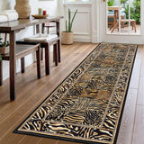 Garvee 2' × 8' Leopard Print Patchwork Runner Rug, Washable Non-Slip Low-Pile Soft Rug for Hallway, Bedroom, Kitchen & Laundry Room, Brown