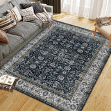Garvee 8' x 10' Vintage Persian Area Rug, Machine Washable Non-Slip Low-Pile Soft Rug for Living Room, Bedroom & Dining Room, Beige/Black - Black/Beige