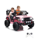 Garvee 24V Ride on Toys for Big Kids, 2-Seater Electric Ride on Car Truck with Remote Control, Four-Wheel Shock Absorbers, 4 Mph Max Speed, Music, LED Lights for Boys Girls, Pink - Pink