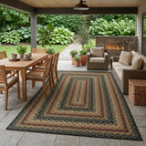 Garvee Indoor Outdoor Rug 8x10 Easy Jute Washable Rug Non Slip Braided-Print Neutral Rugs for Living Room Ultra-Thin Non-Shedding Farmhouse Rugs Foldable Carpet for Bedroom Kitchen Porch - Rust/Black