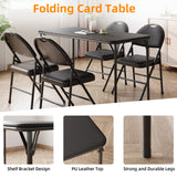 Garvee Portable Folding Dining Table and Chair Set – 4ft Black Collapsible Metal Table with 2 PU Upholstered Cushioned Chairs – Space-Saving, Modern Home Furniture for Dining Room, Office, Camping, Parties – Easy Storage – Color: System Default