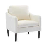 Garvee Cloud-Inspired Comfort Curved Armchair - Mid-Century Modern Accent Chair with Chenille Fabric, Ergonomic Lounge Chair, Single Sofa for Living Room, Bedroom, Office - Beige Chenille - Beige