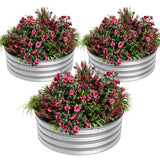 Garvee Round Raised Garden Bed, 3 Pcs 2 x 1.5ft Galvanized Raised Boxes with Rust, Corrosion Protection, Easy Assembly, Safe Edge, Metal Garden Bed Kit for Planting Vegetables, Fruits, Flowers - Silver
