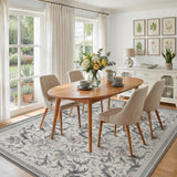 Garvee 9' × 12' Leaf Pattern Area Rug, Soft Washable Low-Pile Polyester Carpet for Living Room, Bedroom and Dining Room, Gray - Gray