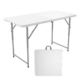 Garvee 4 ft Folding Picnic Table Easy to Fold and Store, Foldable Table for Camping Picnic Dining Party Kitchen Outdoor Indoor with Carrying Handle - White