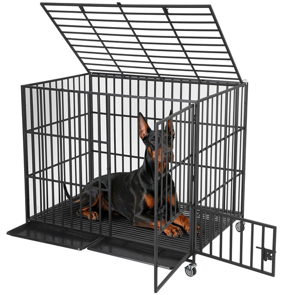 Garvee 54 Inch XL Heavy Duty Metal Dog Crate with Triple-Door