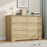 Garvee Modern 6 Drawer Tall Wooden Dresser – Spacious Deep Storage Cabinet with Wide Top, Long Chest for Bedroom, Living Room, Hallway, Kids Room – Natural Wood Color Finish - Natural