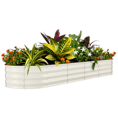 Garvee 8' X 2' X 1.5' Rust-Resistant Galvanized Raised Garden Bed – Durable Metal Planter Box for Outdoor Flowers, Vegetables & Herbs – Easy Assembly, Anti-Cut Design – Beige, 240x60x45cm - Beige