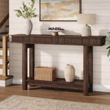 Garvee Farmhouse Fluted Console Table 2-Tier Rectangular Wooden Entryway Table with Storage Shelf Narrow Sofa Table for Hallway Foyer Dining Room