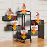 Garvee Rotating 5-Tier Kitchen Storage Cart - Carbon Steel Rack with Removable Mesh Baskets, 360° Swivel Lockable Wheels, Top Lid, Multi-Functional Fruit & Vegetable Organizer for Kitchen, Pantry, Bathroom, Living Room, No Assembly - Black, 5 Layers,