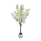 Garvee Realistic Artificial Cherry Blossom Tree - White Faux Floral Indoor Decor, Wedding & Event Display - Lifelike sections, Easy Setup - White, 5ft (150cm) - White