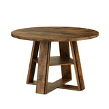 Garvee Space-Saving 43.3" Round Dining Table for 2-4 – Modern Kitchen & Dining Room Table – Wooden Pedestal Base – Storage Shelf for Apartment or Small Spaces – Vintage Color - Rustic