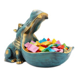 Garvee Hippo Statue Resin Storage Bowl, Decorative Hippopotamus Candy Dish Holder, 21x16x11cm Home Decor Figurine for Keys, Snacks, and Desk Organization - Blue1