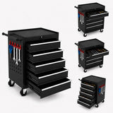 Garvee Rolling Tool Chest with Wheels, 26 in 5-Drawer Tool Box Storage Cabinet/Tool Cart - Lockable - Drawer Liners - Mobile Garage & Workshop Organizer - Black