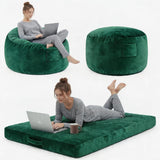 Garvee Oversized Bean Bag Chair Bed, Flannel Lazy Sofa with High Resilience Memory Foam and Removable Cover - Green