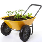 Garvee Wheelbarrow Garden Cart, 2-Wheel Heavy-Duty Utility Cart with Built-In Stand, Yellow, for Home Garden and Yard Work - Yellow
