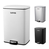 Garvee Kitchen Trash Can, 13 Gal / 50 L Stainless Steel Large Garbage Can with Quiet Soft-Close Lid, Step-on Kitchen Metal Trash Bin with Removable Inner Bucket for Living Room Office Garage, White - White