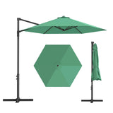 Garvee 9' Cantilever Patio Umbrella, 101.2" W × 94.5" H Round Offset Parasol with UV-Resistant Vented Polyester Canopy and Iron Frame, Dark Green