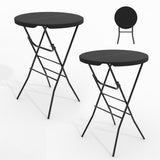 Garvee 32" Folding Cocktail Table Round High Top Table HDPE Foldable Bar Tables with Metal Frame & Locking Legs for Patio Backyard Dining Room Indoor Outdoor Events, 2 Pack Black - White Tabletop + Gray Spray Plastic