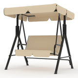 Garvee Outdoor Patio Swing Chair with Adjustable Canopy,  Porch Swing with Metal Frame & Polyester Seat for Garden, Backyard & Poolside,Khaki - Khaki