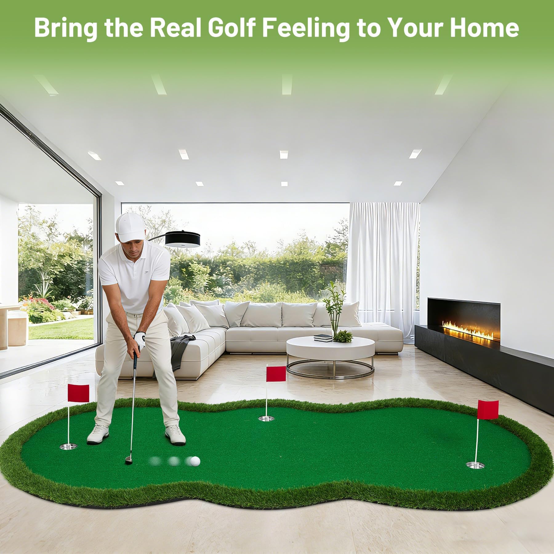 Garvee 10ft x 5ft Golf Putting Green Mat, Dual-Turf Practice