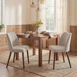 Garvee Modern Dining Chairs Set of 2 Curved Backrest Ergonomic Comfort Solid Wood Frame Breathable Fabric Adjustable Pads for Dining Room - Khaki