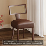 Garvee Mid-Century Modern Dining Chairs Set of 2 – Farmhouse Linen Upholstery, Curved Backrest, Hardwood Frame, Seat Covers – Rattan Brown PU, Brown Wooden Legs, 2pcs - Green Chenille + Brown Wooden Legs