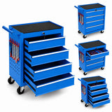 Garvee Rolling Tool Chest & Cart with Wheels, 24 in 4-Drawer Locking Steel Tool Storage Cabinet - Locking Lid - Drawer Liners - Ball-Bearing Slides - Mobile Tool Box for Garage & Workshop - Blue