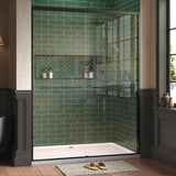 Garvee Glass Shower Doors, Double Sliding Shower Door, Clear Tempered Glass Bypass Shower Door for Walk in Shower, Bathroom Aluminum Semi-Frameless & 1/4"(6mm) - Matte Black