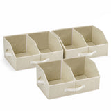 Garvee Closet Storage Bins with Adjustable Dividers, 3-Pack Collapsible Fabric Storage Baskets with Handles - Open-Top Shelf Organizer for Wardrobe & Linen Closet, 16.5 x 11 x 7.9 in - Beige - Ant Pattern