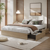 Garvee Bed Frame with 2 Storage Drawers, Wooden Low Profile Bed Frame, No Headboard, Wood Slat Support, Noise Free, No Box Spring Needed, Easy Assembly