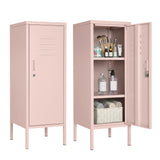 Garvee Lockable Metal Locker Cabinet, 39''h Metal Storage Cabinet with Lock, Adjustable Shelf & Ventilation, Steel Locker for Gym, School, Office, Home, Garage Pink - Pink