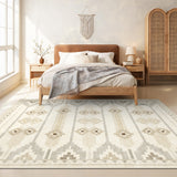 Garvee 8' × 10' Wavy Linear Area Rug, Soft Washable Low-Pile Polyester Carpet for Living Room, Bedroom and Dining Room, Beige