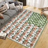 Garvee 8' × 10' 4th of July Patriotic Floral Rug, Sage Green/White/Rust American Flag Washable Area Rug - Sage Green/White/Rust