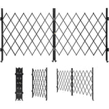 Garvee Metal Expandable Mobile Barricade, Industrial Folding Security Gate Driveway Gate, Retractable Retractable Gate Outdoor,Folding Safety Barricade - Black