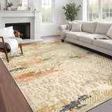 Garvee 9' × 12' Modern Abstract Distressed Area Rug, Washable Non-Slip Low-Pile Soft Rug for Living Room, Bedroom & Dining Room, Camel - Camel