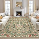 Garvee 8' × 10' Botanical Floral Area Rug, Machine Washable Non-Slip Low-Pile Soft Rug for Living Room, Bedroom & Nursery, Coffee - Coffee