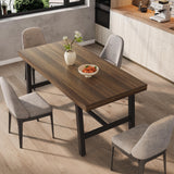 Garvee Industrial Rustic Dining Table for 4-6 – Sturdy Wood Top & Metal Frame – Modern Farmhouse Kitchen Table – Easy Assembly – Great for Home, Office, Restaurant – Brown 1600 - Brown