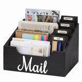 Garvee 4-Slot Desktop Mail Organizer & Countertop Mail Sorter - Label Tabs, Document Storage - Mail Holder for Letters, Bills, Envelopes, Documents & Receipts for Home, Office & Entryway - Black