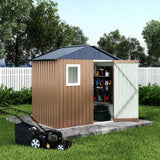 Garvee Outdoor Storage Shed, 6' × 4' Galvanized Steel Tool Shed with Window, Lockable Door, Air Vents, 27.95 Sq. Ft., 55–63 MPH Wind Rating, Brown