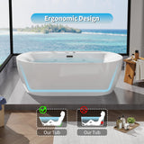 Garvee Heated Hydrotherapy Massage Freestanding Acrylic Bathtub – Deep Soaking Spa Tub with Bubble Jet, Air System, Ergonomic Design, Overflow & Drain, Digital Control, Computer Board, 71in – Computer board control + heating constant temperature control,