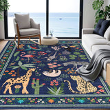 Garvee 5' x 7' Modern Abstract Area Rug, Machine Washable Non-Slip Low-Pile Soft Rug for Living Room, Bedroom & Dining Room, Blue/Purple - Blue/Purple