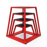 Garvee Heavy-Duty Steel Plyo Box, 12/18/24/30-Inch Metal Jump Box for High-Intensity Training, Strength Conditioning, and Plyometric Workouts - Red - Red